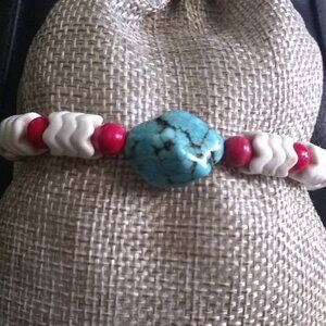 Colorful Mixed Stone Bracelet ~ Pink  Cream & Turquoise ~ Upbeat Happy Vibes